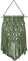 Nashibowu Small Boho Macrame Wall Hanging Green 16x10 Inch - Handmade Tapestry Decor for Bedroom Dorm Nursery Teen Girl Small Spaces