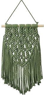 Nashibowu Decoración pequeña de macramé para colgar en la pared, tapiz bohemio para dormitorio, sala de estar, habitación del bebé y oficina, bonito arte de pared estético para espacios pequeños para