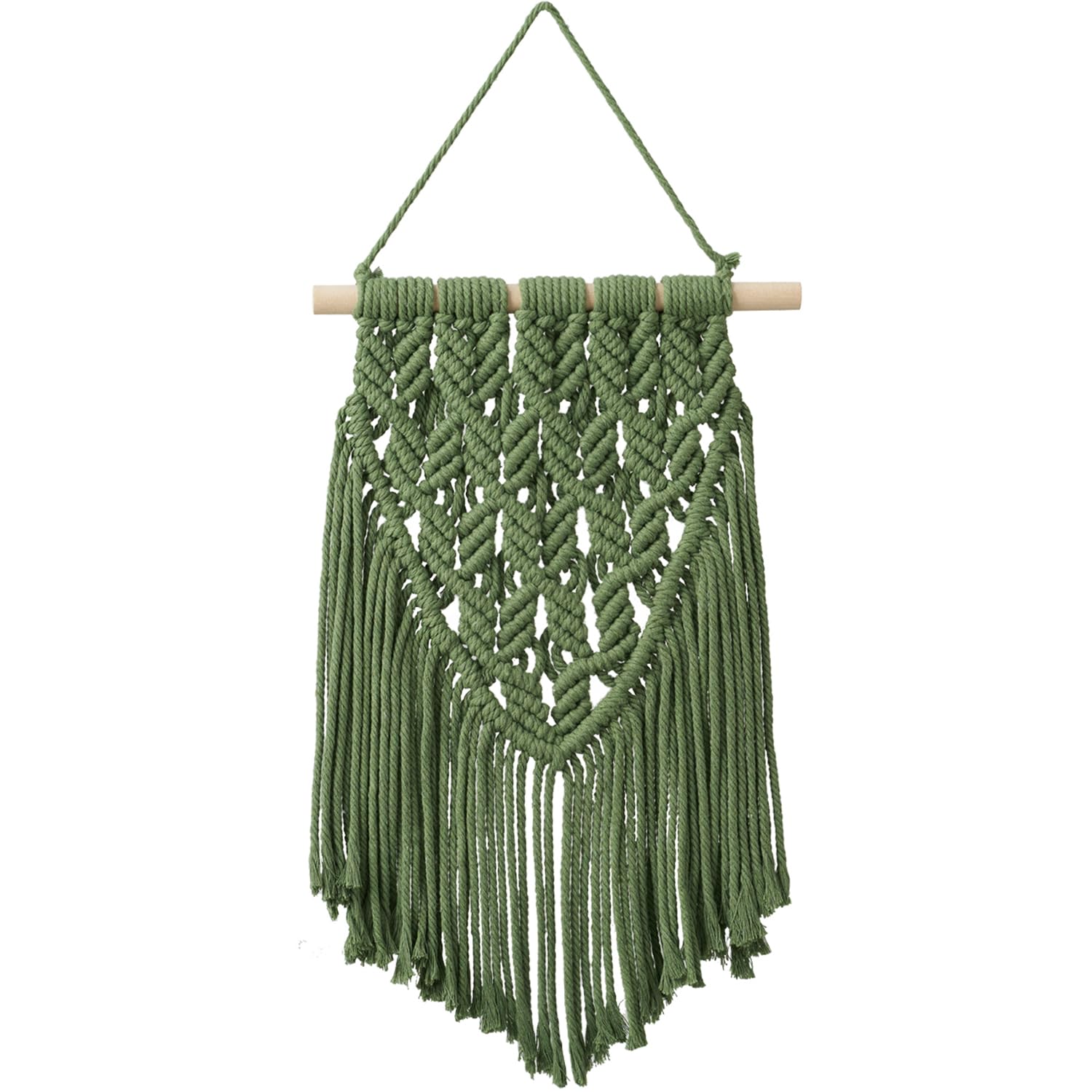 Nashibowu Small Macrame Wall Hanging Decor Boho Tapestry for Bedroom Living Room Dorm Nursery and Office, Cute Aesthetic Wall Art for Small Spaces for Teen Girls and Home Decor (Green, 16 * 10 Inch)