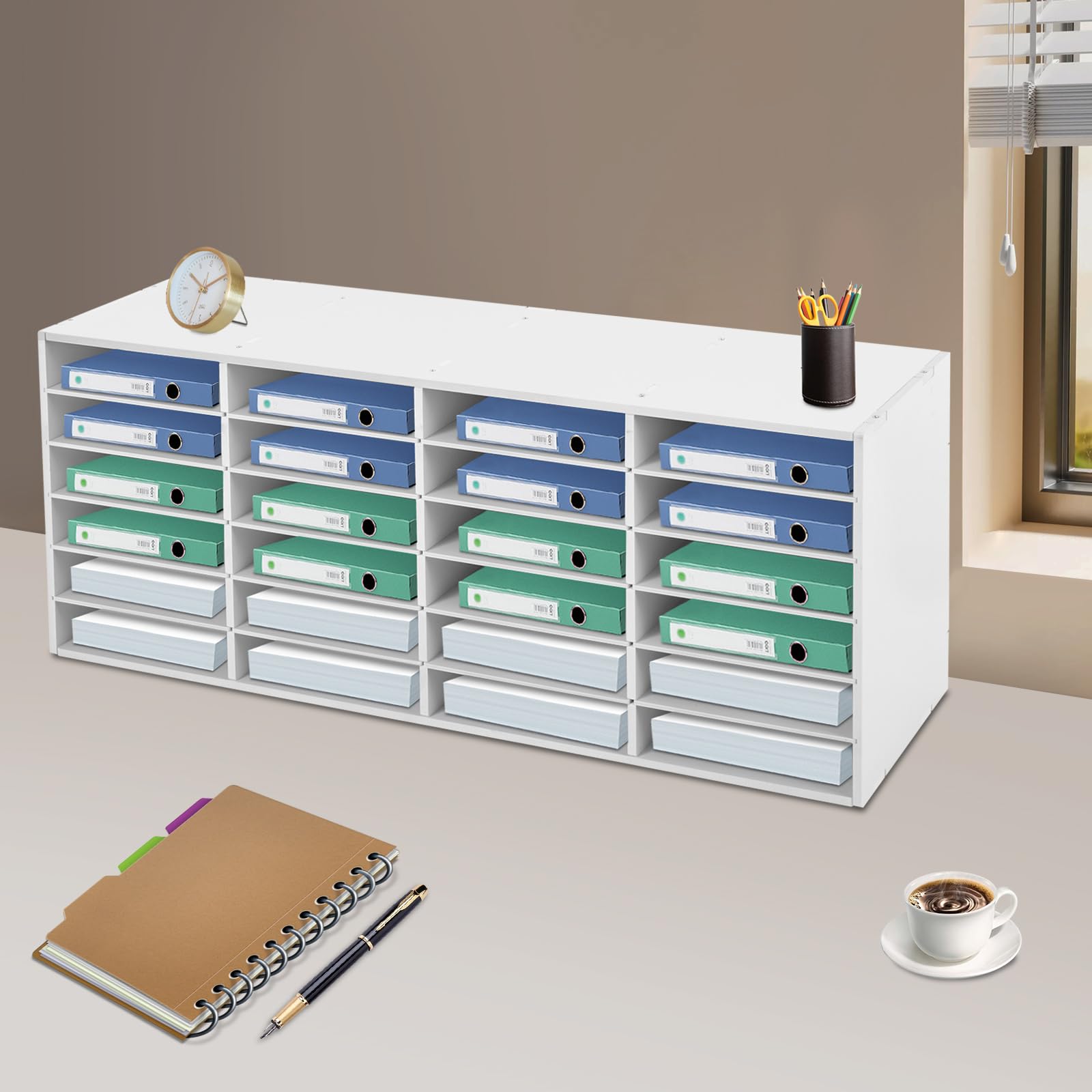 24 Fächer Dokumentenablage, Schreibtisch Weiß Organizer Schreibtisch Briefablage Büro Organizer Aktenhalter Hause Ablagefächer Ablagesystem