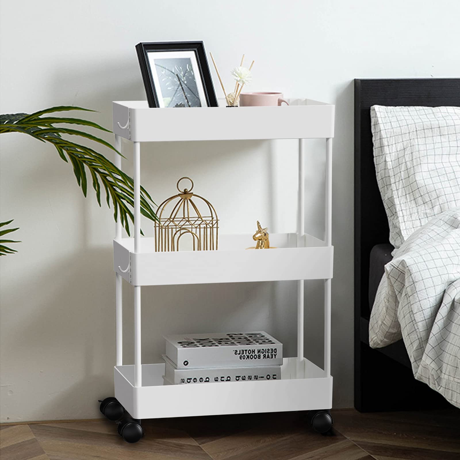 Buy AOJIA Slim Storage Cart, 3 Tier Slide Out Storage Cart Bathroom