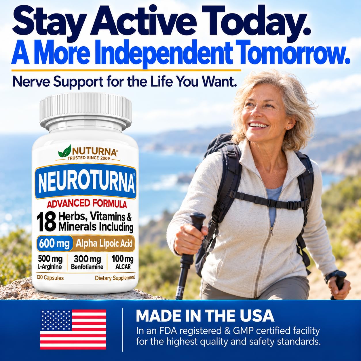 Neuropathy Support Supplement with 600 mg Pure Alpha Lipoic Acid - Advanced ALA Nerve Formula for Feet Hands Fingers Legs - Ultra Potent 18 in 1 Natural Nerve Vitamins - 120 Capsules — Amazon image 8