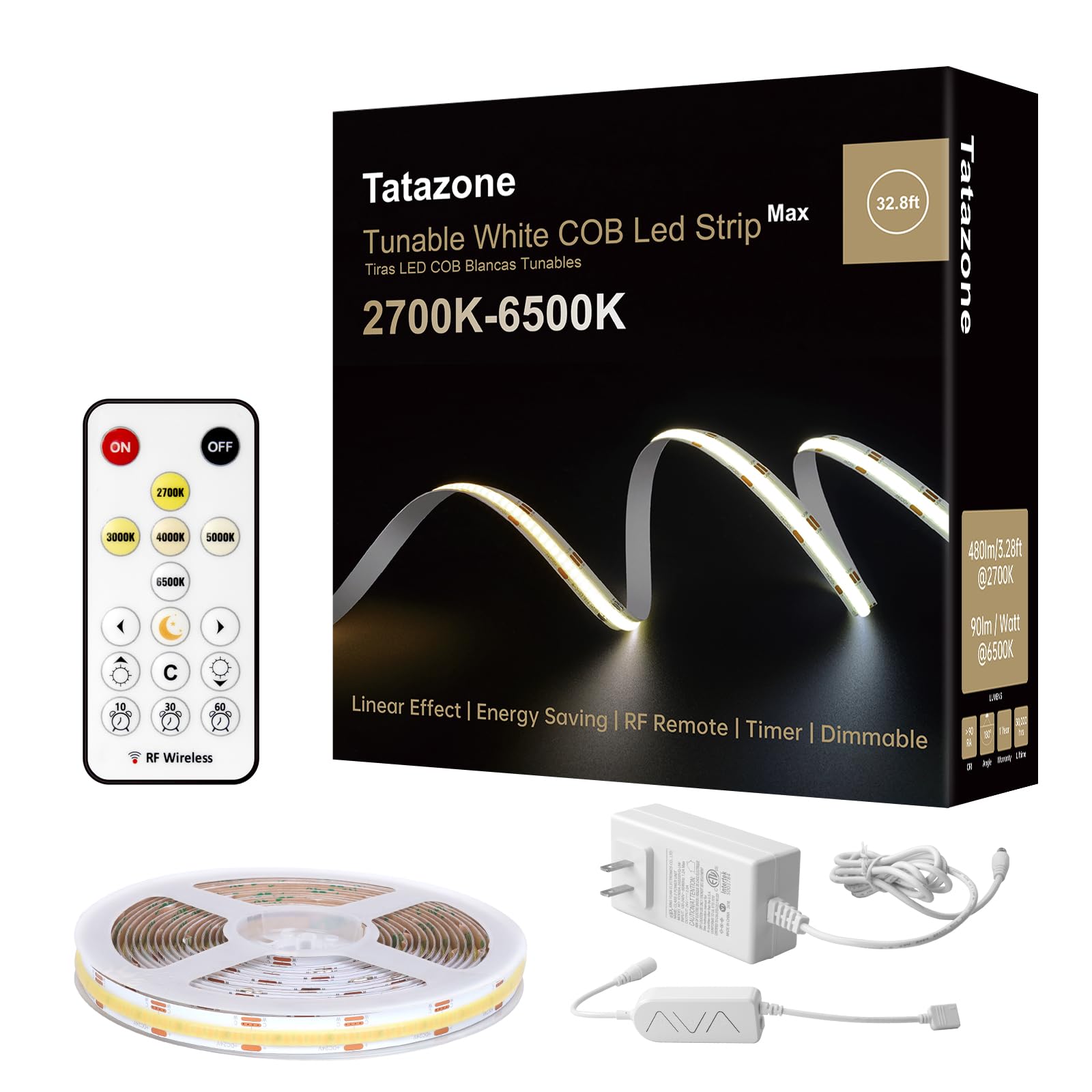 Amazon.com: Tatazone 32.8ft Tunable White COB Led Strip Light with