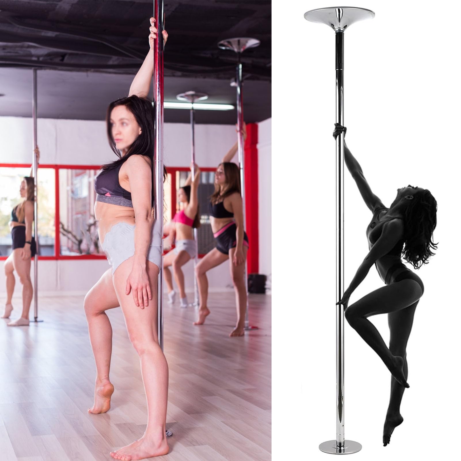 Barre de danse rotative et réglable de 2m30 à 3m20 pour le fitness