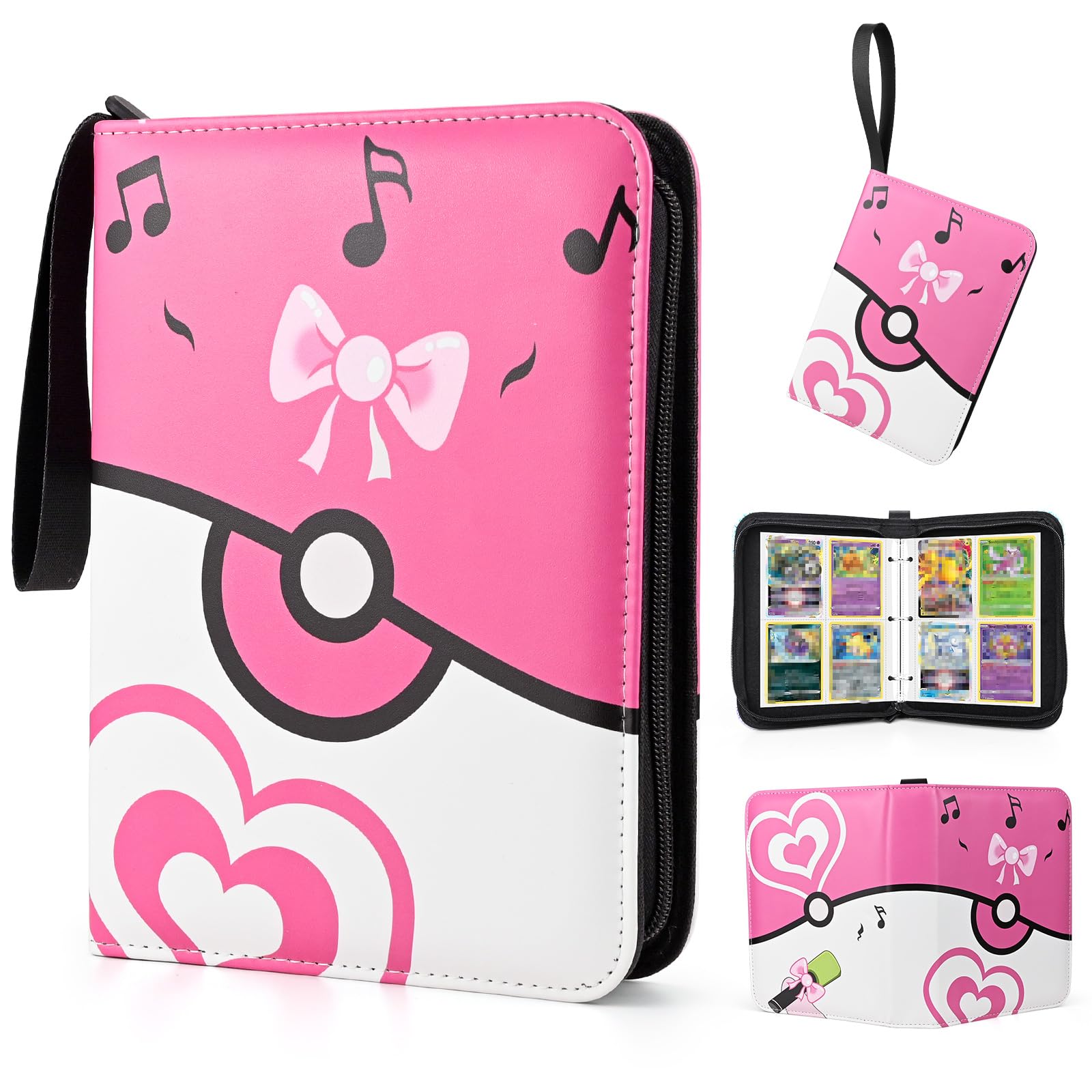 SIMDAO Sammelalbum mit 4 Fächern, 400 Fächern, Sammlung von Sammelkartenspielen, Sammelkartenhalter mit 50 Hüllen, Sammelkartenordner für Kinder und Mädchen
