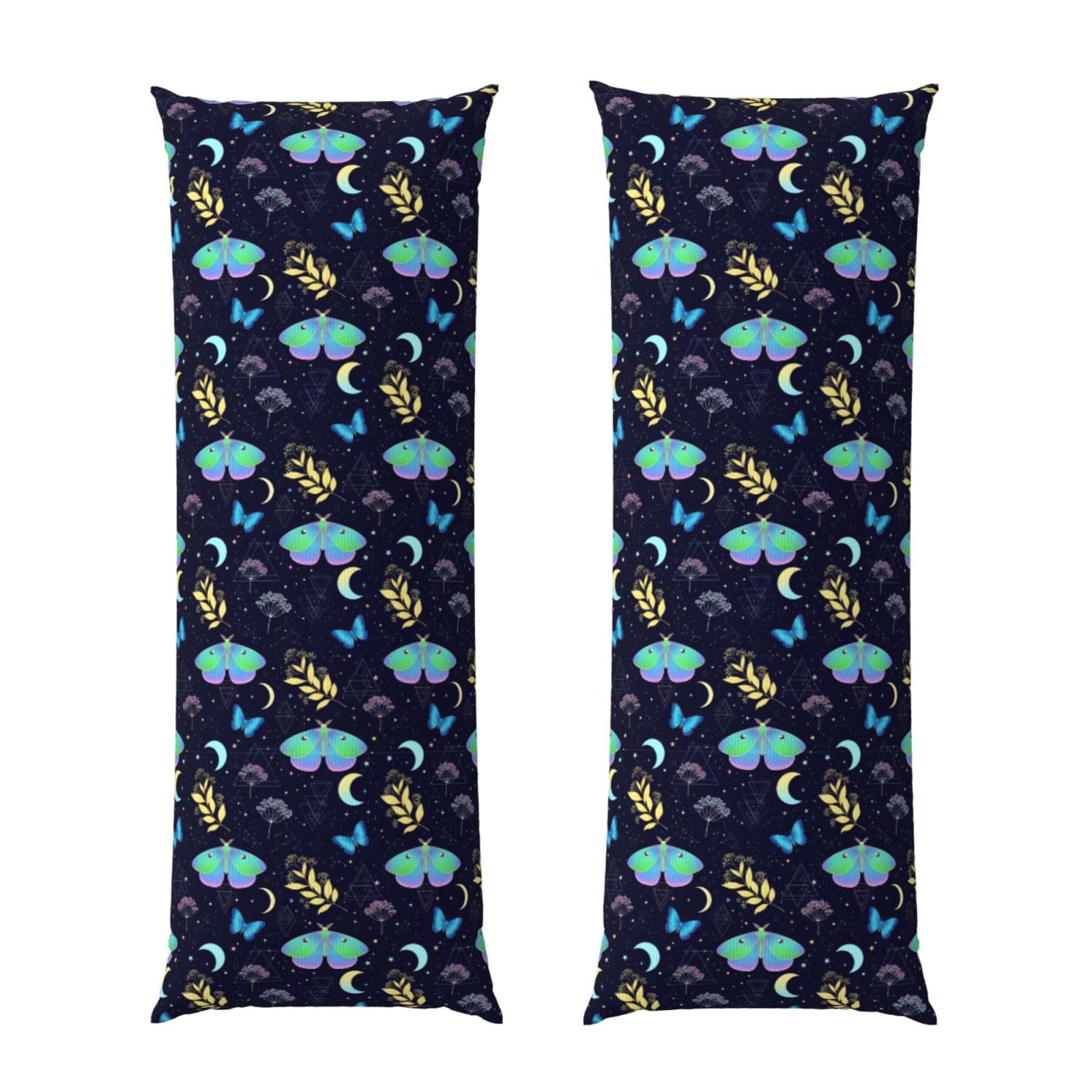 Body Pillow Protector Cover 20x54, Goth Moon Moth Butterfly, Breathable Ultra Soft Pillowcase with Zipper, Wrinkle Shrinkage Fade Resistant for Bed Couch
