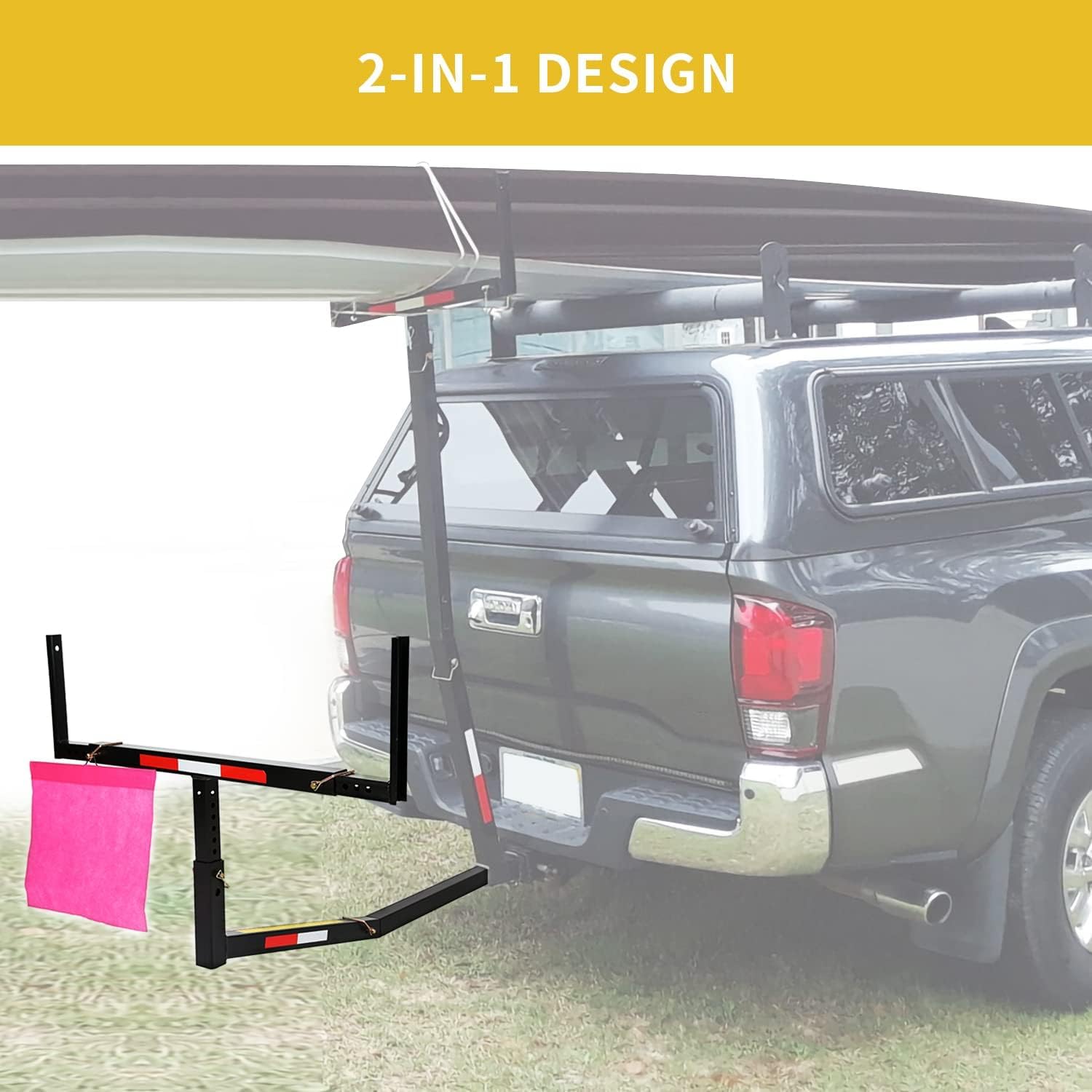 7BLACKSMITH Adjustable Steel Pick Up Truck Bed Hitch Extender Extension Rack for Boat Lumber Long Loads Canoe Ladder