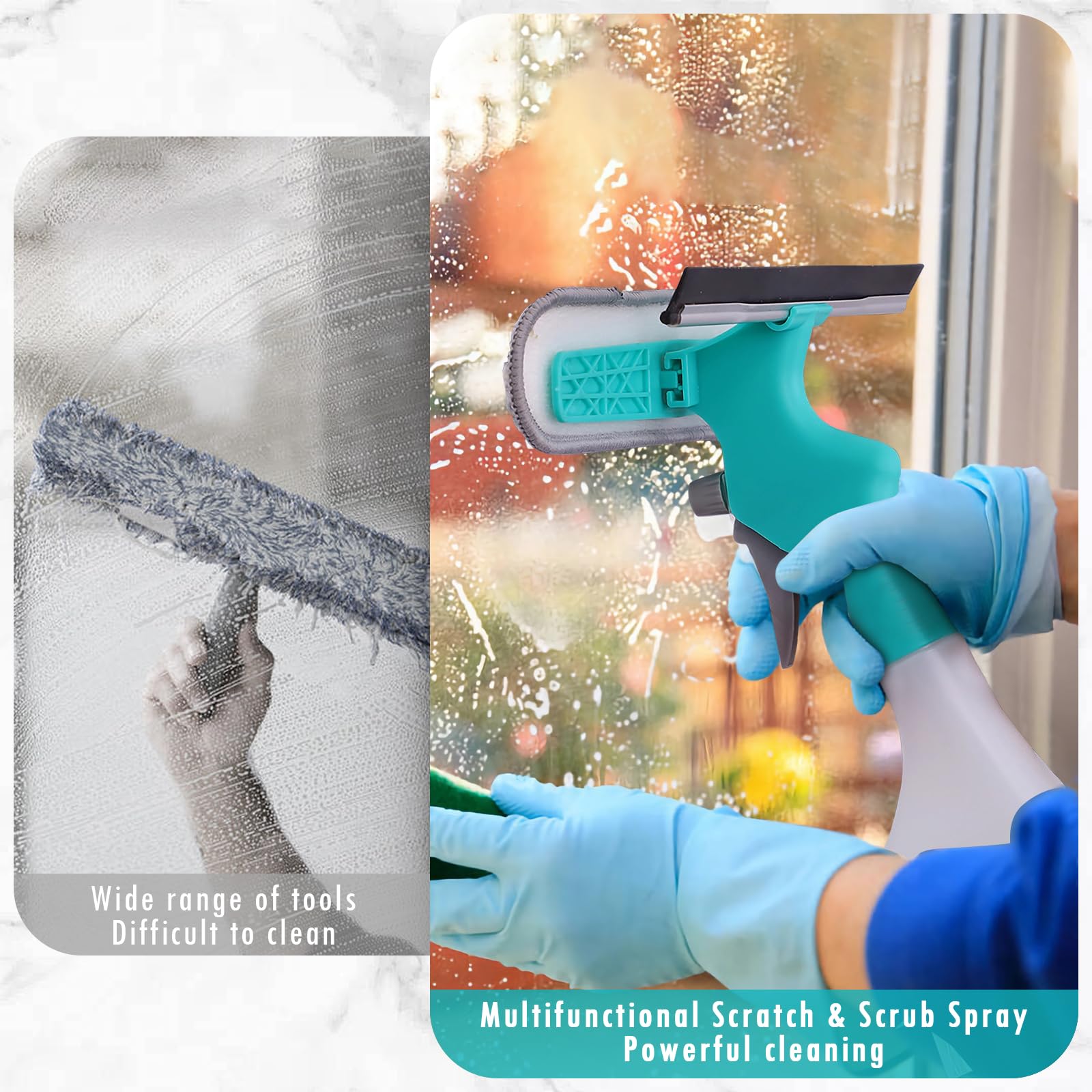 4-in-1 Window Cleaning Kit With Squeegee, Scraper, Brush & Spray Bottle For Car, Shower & Kitchen