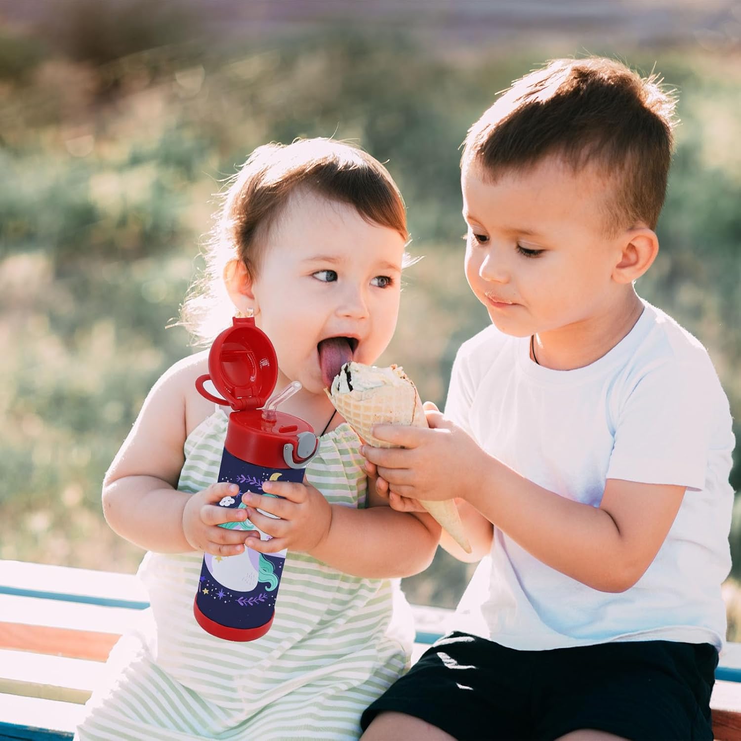 6pack Mixed coloer 12oz sublimation tumbler kids sippy cup blank stainless steel thermos kids water bottle for school toddler cups spill proof with straw and lid - Image 7