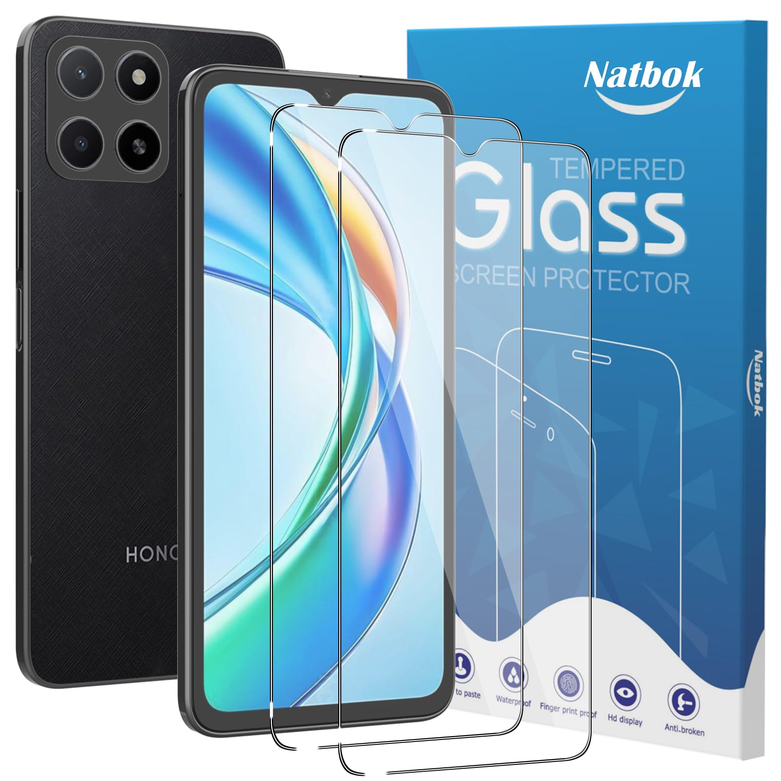 Natbok 2 Pack Compatible with Honor X5b/X5b Plus/Nokia G42/Nokia G32 Screen Protector,Full Coverage 9H Tempered Glass Fil...