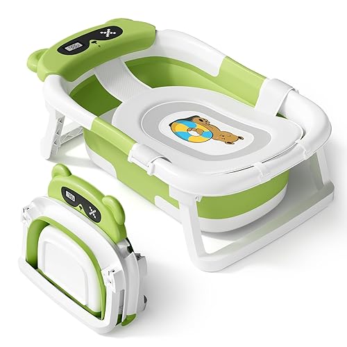 Miniatura 8 de AVIDOR Bañera para bebé, bañera plegable para recién nacidos a niños pequeños, bañera esencial duradera para bebés, bañera portátil de viaje para