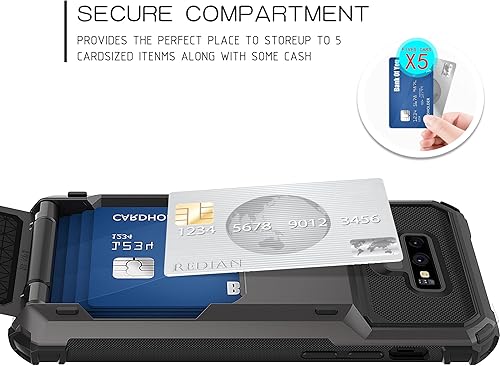 Miniatura 3 de Asuwish Funda de teléfono para Samsung Galaxy Note 9 con protector de pantalla de vidrio templado y ranura para tarjeta de crédito, funda protectora