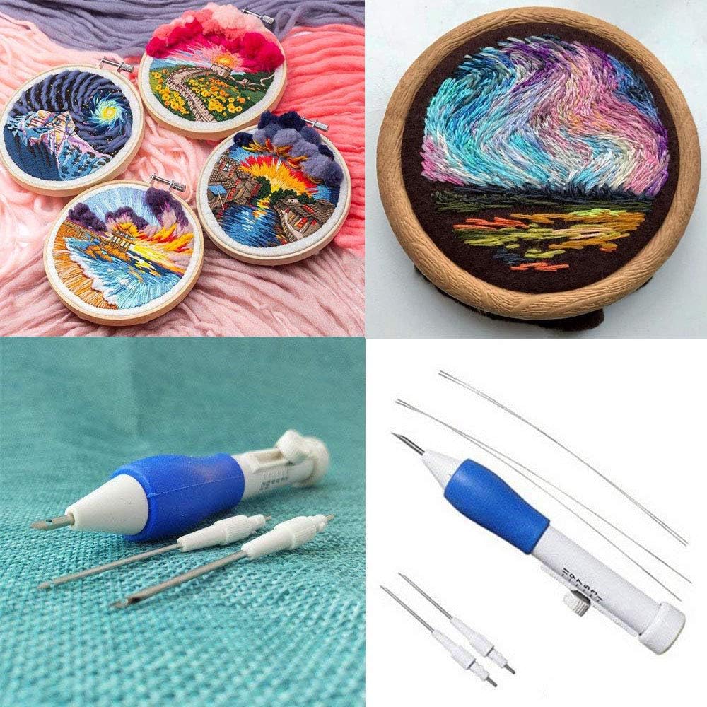 Magic Embroidery Pen,EUOW Punch Needle Pen Set Craft Tool-ABS Plastic Punch Needles DIY Craft for Embroidery Threaders DIY Sewing (Embroidery Pen Set)