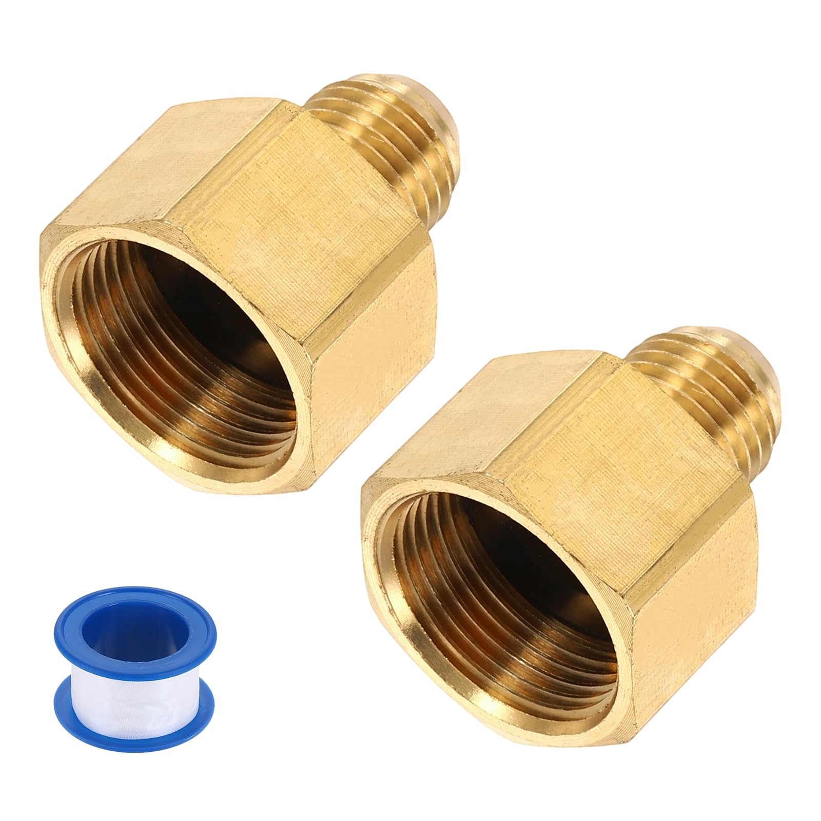 sourcing map 2Pcs Pressure Washer Adapter, M22 Female to M14 Male Quick Connect Fittings Brass Swivel Adapter with Sealant Tape for Pressure Power Washers Hose