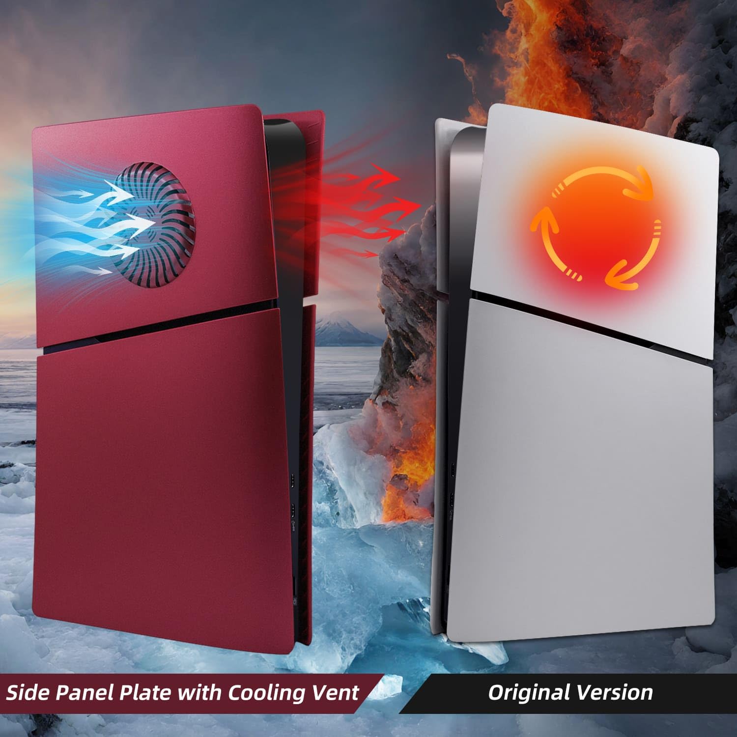 Mcbazel PS5 Slim Faceplate Piastra di Ricambio Placche per Pannello Laterale Rigido Copertura Protettiva di Accessori con Ventilazione per PlayStation 5 Slim Digital Edition(Not for PS5/PS5 Pro)