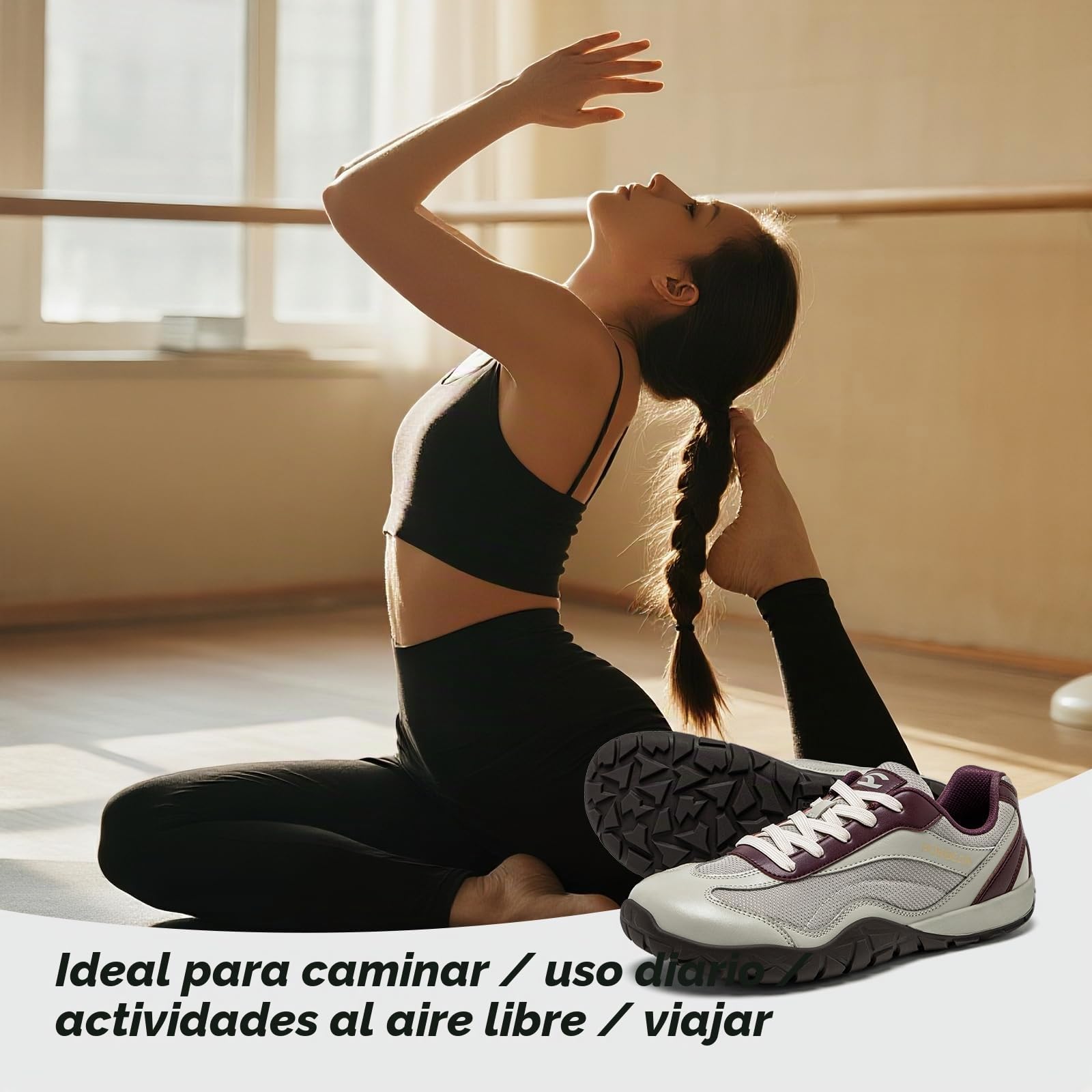 HOBIBEAR Zapatos deportivos para mujer y hombre, zapatos de punta ancha, unisex, informales, antideslizantes, zapatos deportivos, gris/rojo, 38.5 EU