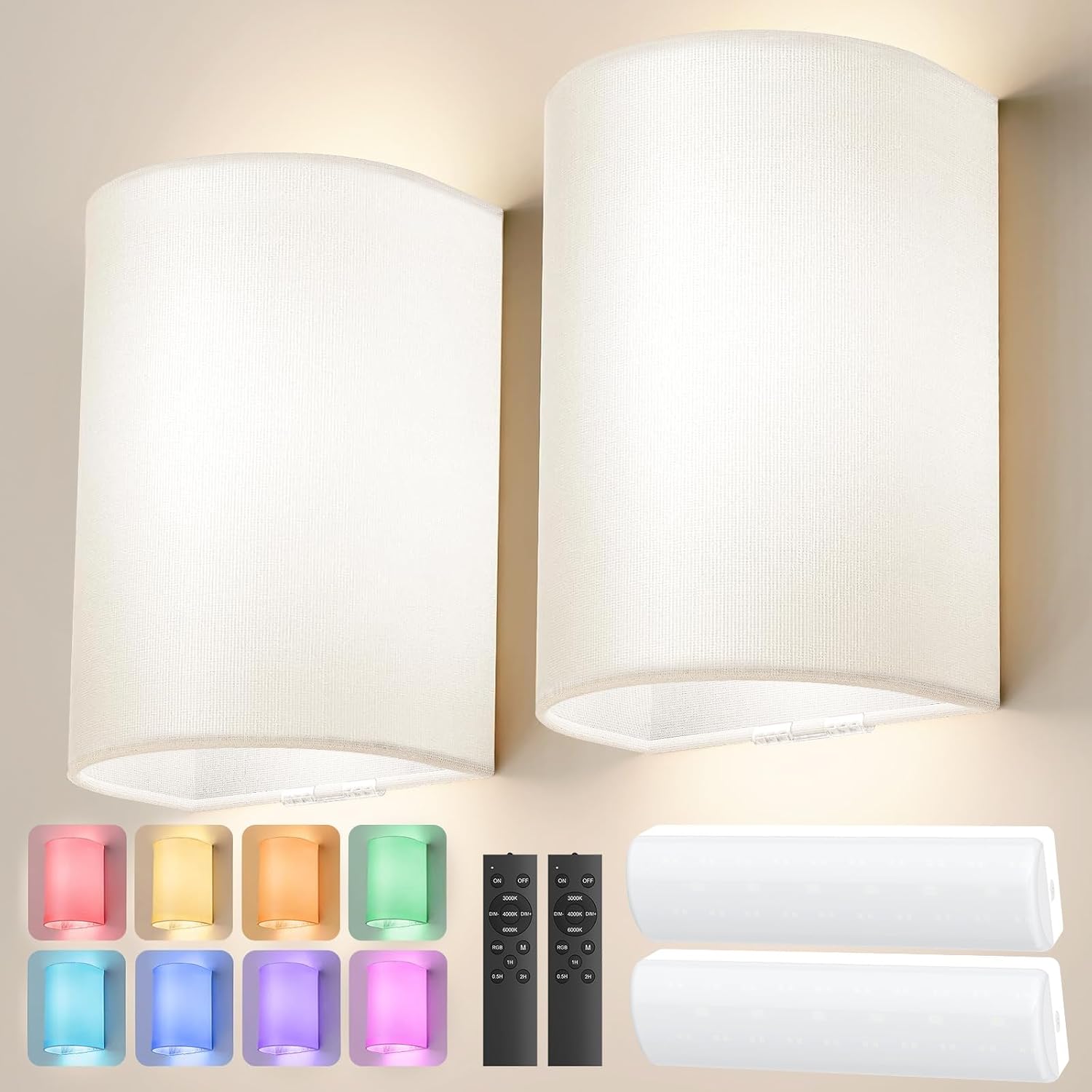 OCATO Wall Sconces Battery Operated No Assembly Required Rechargeable Light