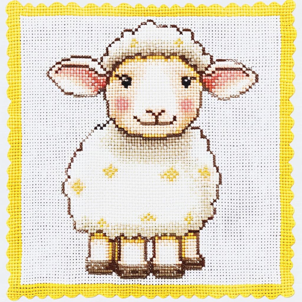 Simple Cute Sheep DIY 11CT Stamped Cross Stitch Kits for Beginners