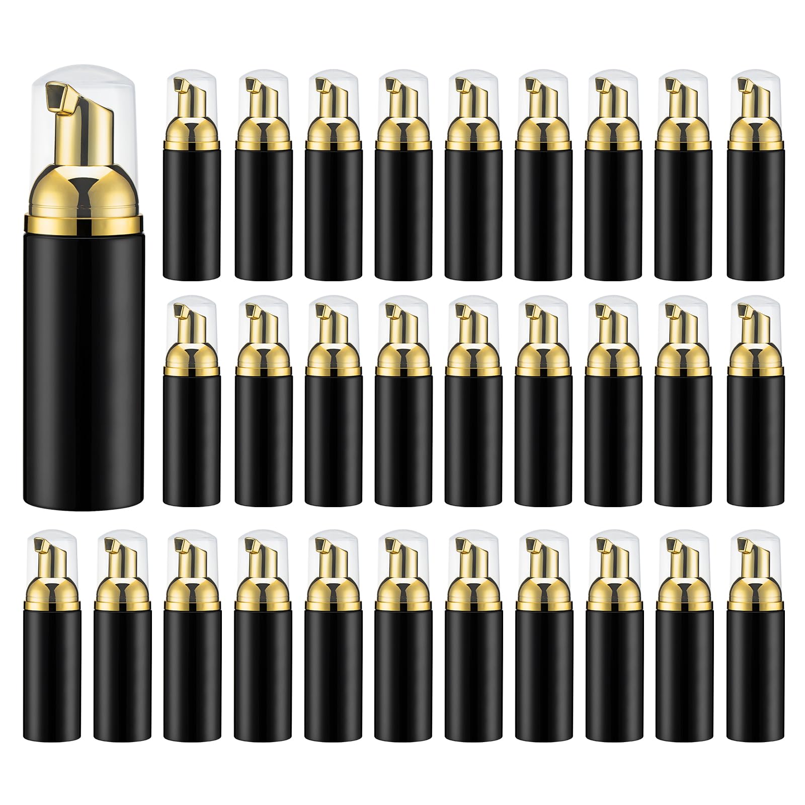 Owlyee 2oz Foam Bottle, Empty Foaming Pump Dispenser for Hand Soap, Lash Cleanser, Shampoo to Travel, Gold+black, 60ml