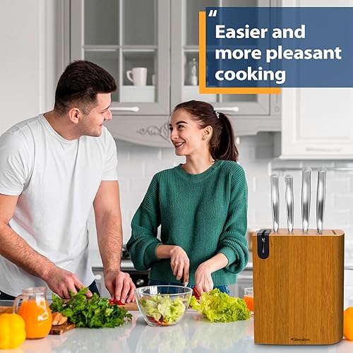 Miniatura 6 de Juego de cuchillos  Juego de 6 cuchillos de cocina con bloque y afilador, juego de cuchillos de acero inoxidable de alta calidad para evitar la