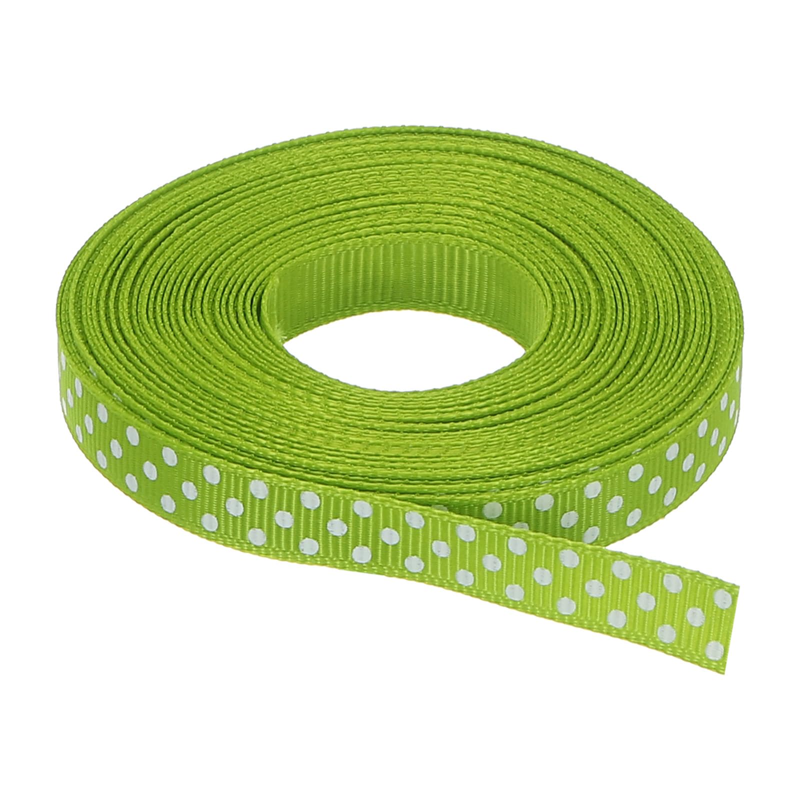 sourcing map Grosgrain Ribbons 25 Yards 3/8 Inch Fresh Green with White Dots Ribbon Bow Decoration for Crafts Gift Wrapping Wedding DIY Handmade