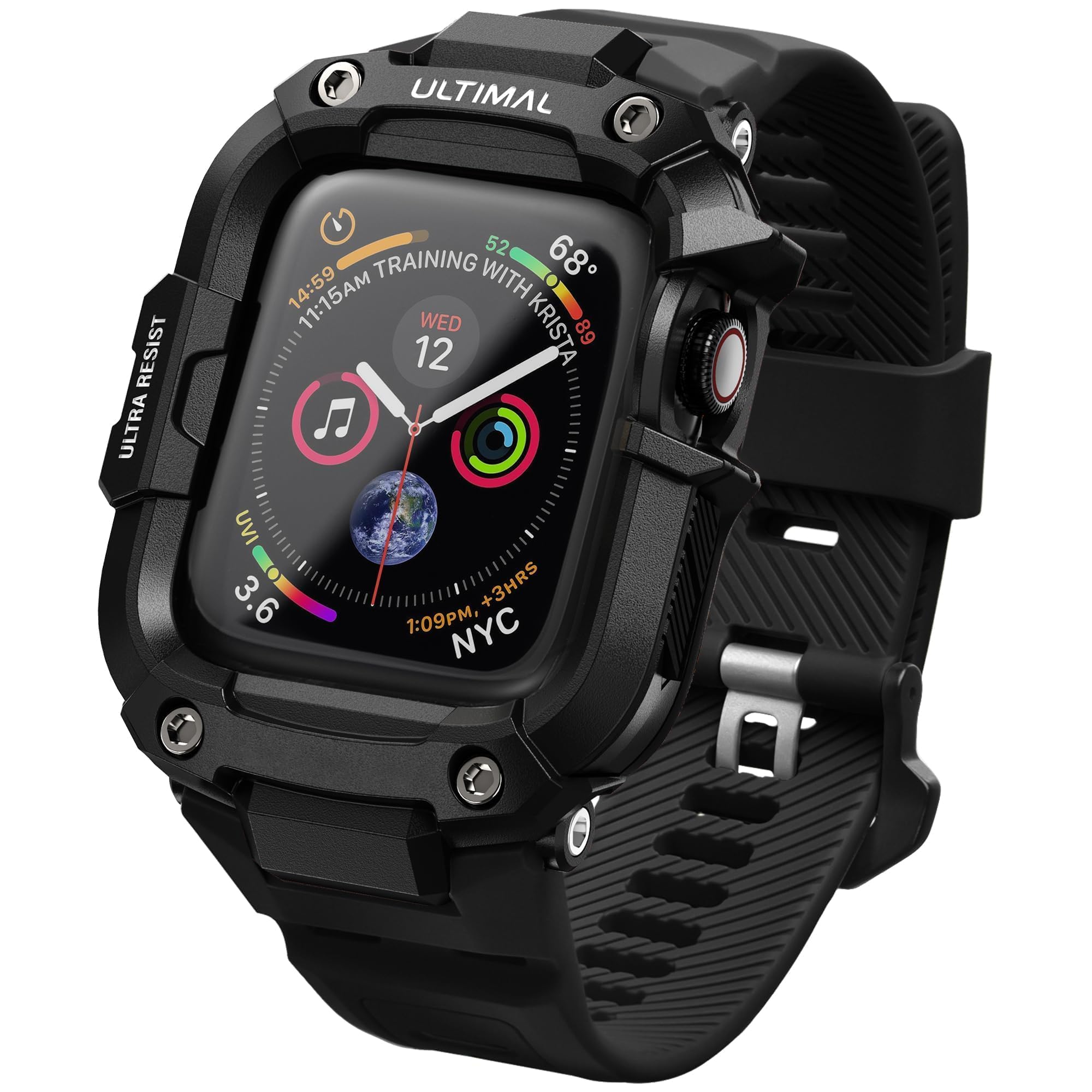 ULTIMAL Compatible with Apple Watch Bands 45mm/44mm/49mm,for Apple Watch Series Ultra/Ultra 2/9/8/7/6/5/4/SE/SE2 Band for Men,with Bumper Case for Apple Watch Sport Band