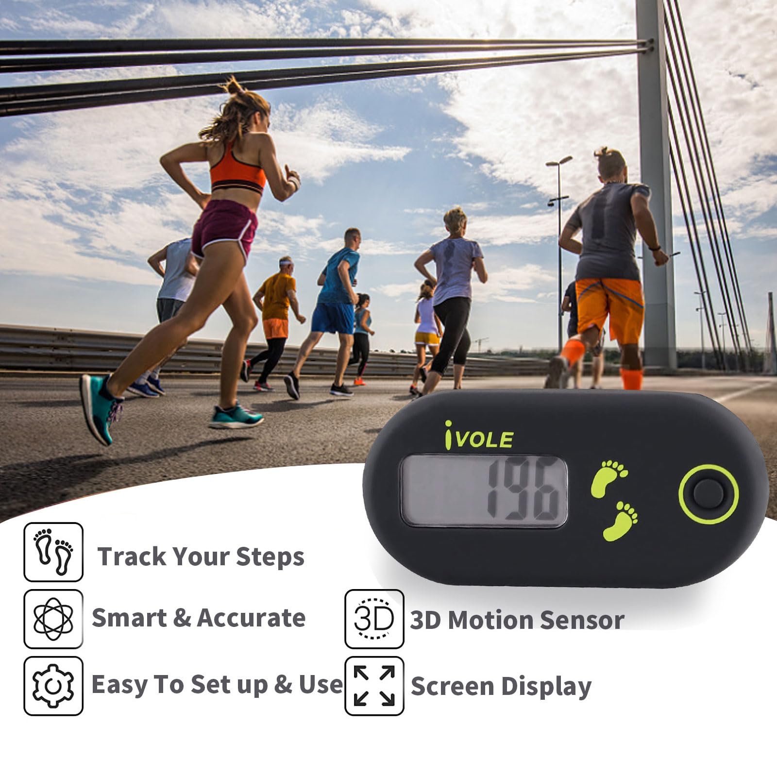 Contapassi TaimeiMao - Elettronico, Portatile, Clip 3D, Per Camminare, Corsa, Fitness - Foto 7