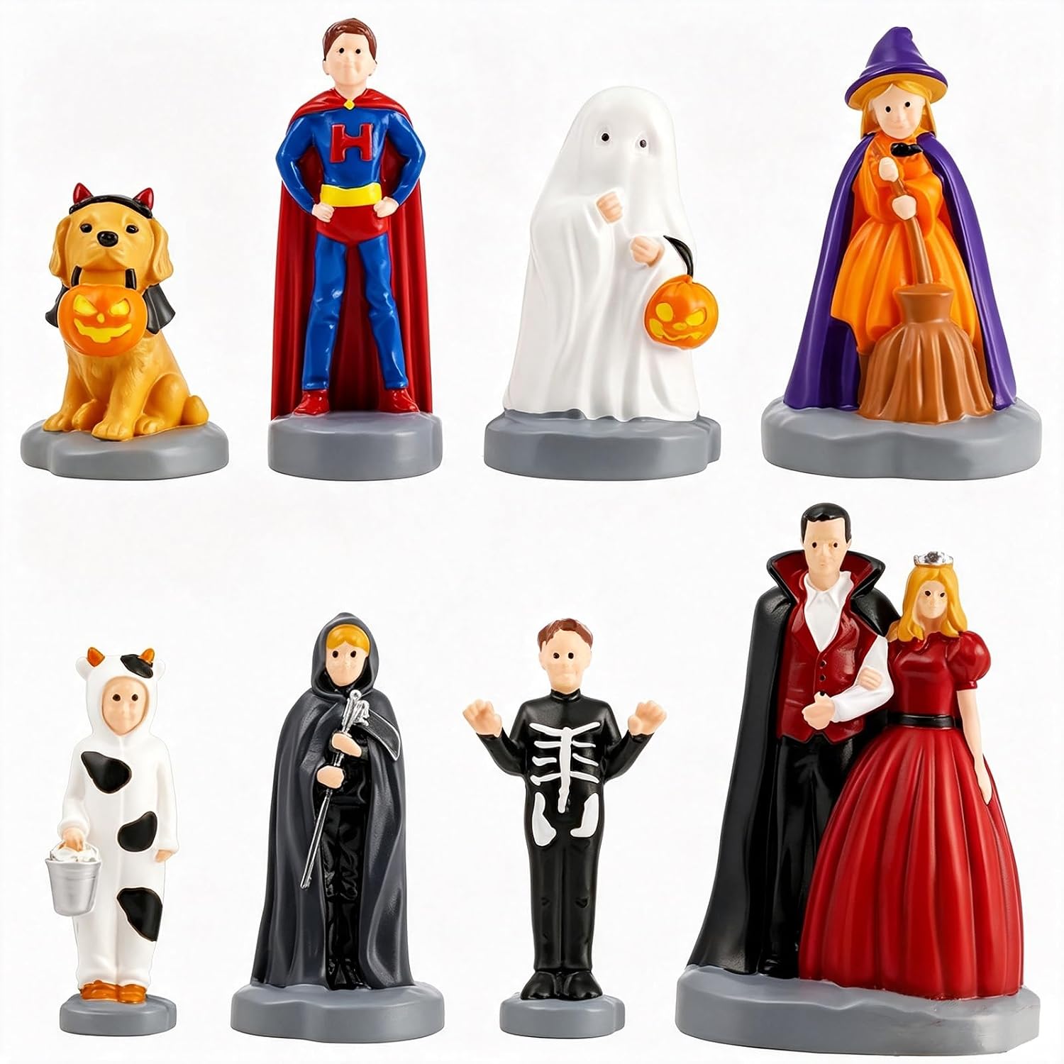 Rileryan 8 PCS Halloween Village People Figurines Mini Halloween Figurines | for Spooky Halloween Village Town Accessories Decor