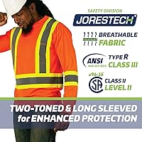 Vista 4 de JORESTECH Camiseta de trabajo de manga larga de seguridad reflectante X en la parte posterior para alta visibilidad, cumple con ANSI y CSA