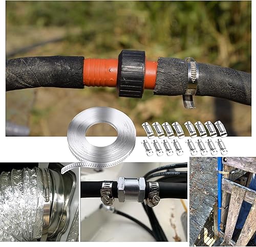 Miniatura 5 de Kit surtido de abrazaderas de manguera de acero inoxidable 304, correa de metal de 30 pies + 16 cierres más fuertes, abrazaderas de manguera de