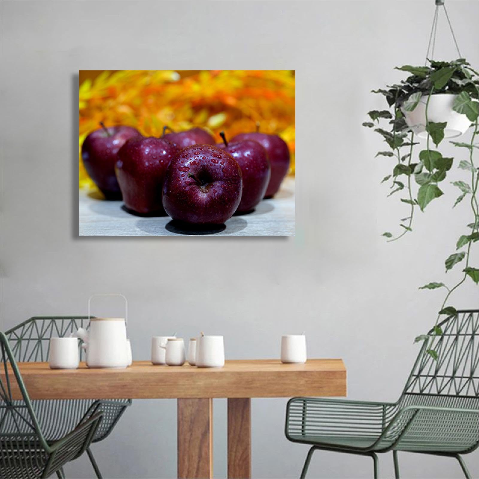 TNGHHSGA Arreglo Triangular Fruta Estacional & Paisaje Fotográfico Real en Lienzo – Decoración Casera para Salón y Comedor​ 30x39cm Lienzo envuelto