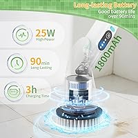 Vista 5 de Electric Spin Scrubber - Household Cleaning Brush with 8 Heads, 51.2in Extendable Pole Bathroom Scrubber for Stubborn Grease on Grill, Stovetop &