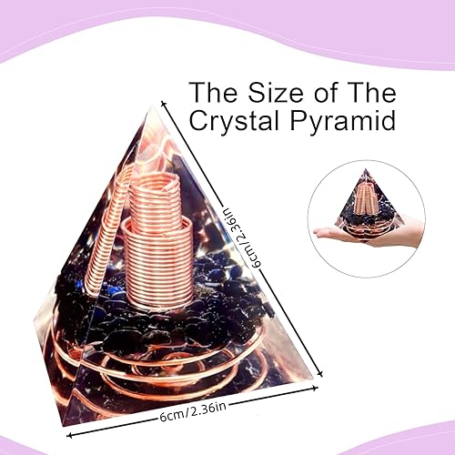 Miniatura 2 de Columna de Cristal Orgonta Pirámide, Pirámides de Curación de Cristal Orgón de Energía Positiva Obsidiana y Cuarzo Blanco, para Reducir el Estrés,