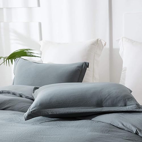 Miniatura 2 de Lanest Housing Juego de funda de edredón de microfibra cepillada lavada de 4.23ozm, gris, doble, matrimonialqueen, king
