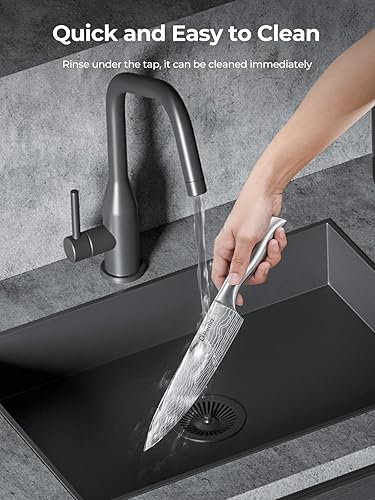 Miniatura 8 de D.Perlla - Juego de cuchillos de cocina de 16 piezas con bloque y afilador, juego de cuchillos de acero inoxidable de alta calidad, cuchillos ultra