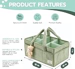 Organisateur de couches PeraBella, organisateurs et rangement pour table à langer, panier-cadeau pour bébé pour garçon et fille, essentiels de nursery, organisateur de voiture avec poignée, panier à couches vert