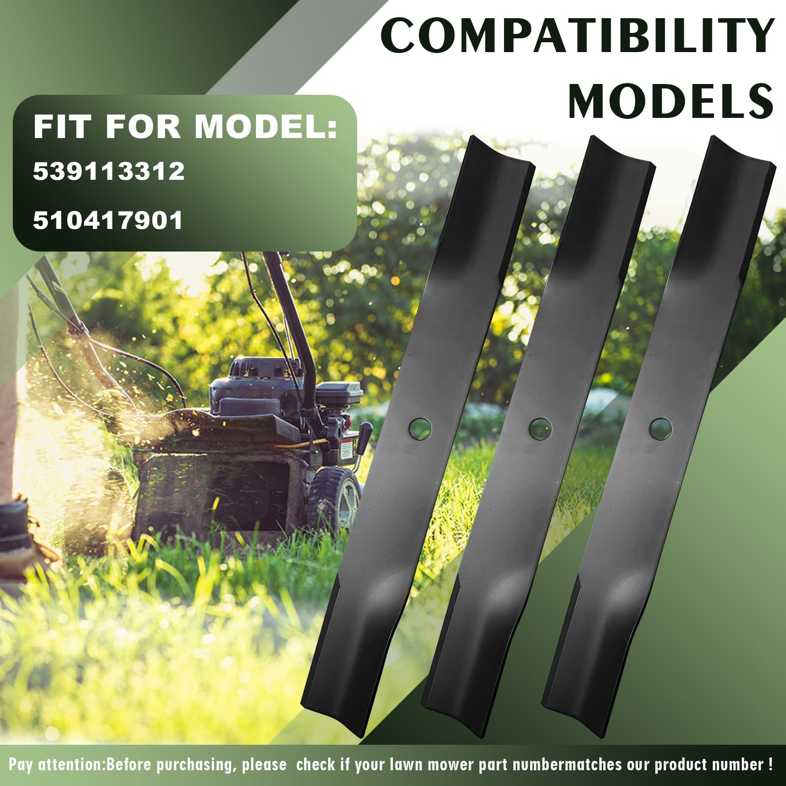 Cuchillas de cortacésped 110-6837-03, paquete de 3, compatibles con MX5060, MX5025, MX3450, MX5075, MX5050, MX5000, SS5000, SS5060, SS5035 para cortador Tor o TimeCutter de 50 pulgadas
