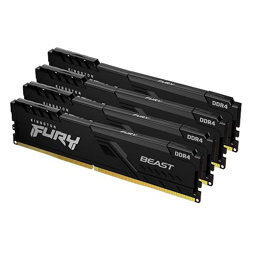Kingston FURY Beast 128GB (4x32GB) 3200MHz DDR4 CL16 Desktop Memory Kit of 4 KF432C16BBK4/128