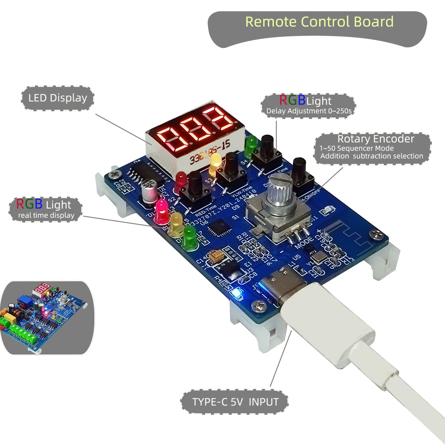 Séquenceur de contrôleur de feux de circulation de commande à distance 2.4G RF avec 50+ séquences 3 canaux 90VAC-265VAC Facile à programmer et à réparer Installation Accessoires complets Séquenceur de