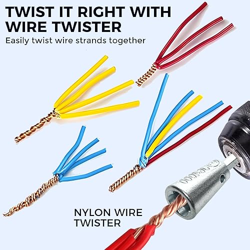 Miniatura 3 de Pelacables para taladro, pelacables eléctricos calibre 14-12-10-8-6 AWG, herramienta de torsión de alambre para taladro, conectores de cable de