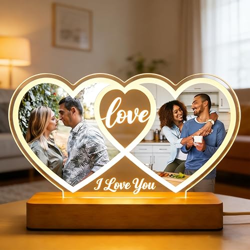 Miniatura 2 de Marco de fotos personalizado con luz nocturna, marco de fotos personalizado, para Navidad, aniversario, día de San Valentín, Acción de Gracias,