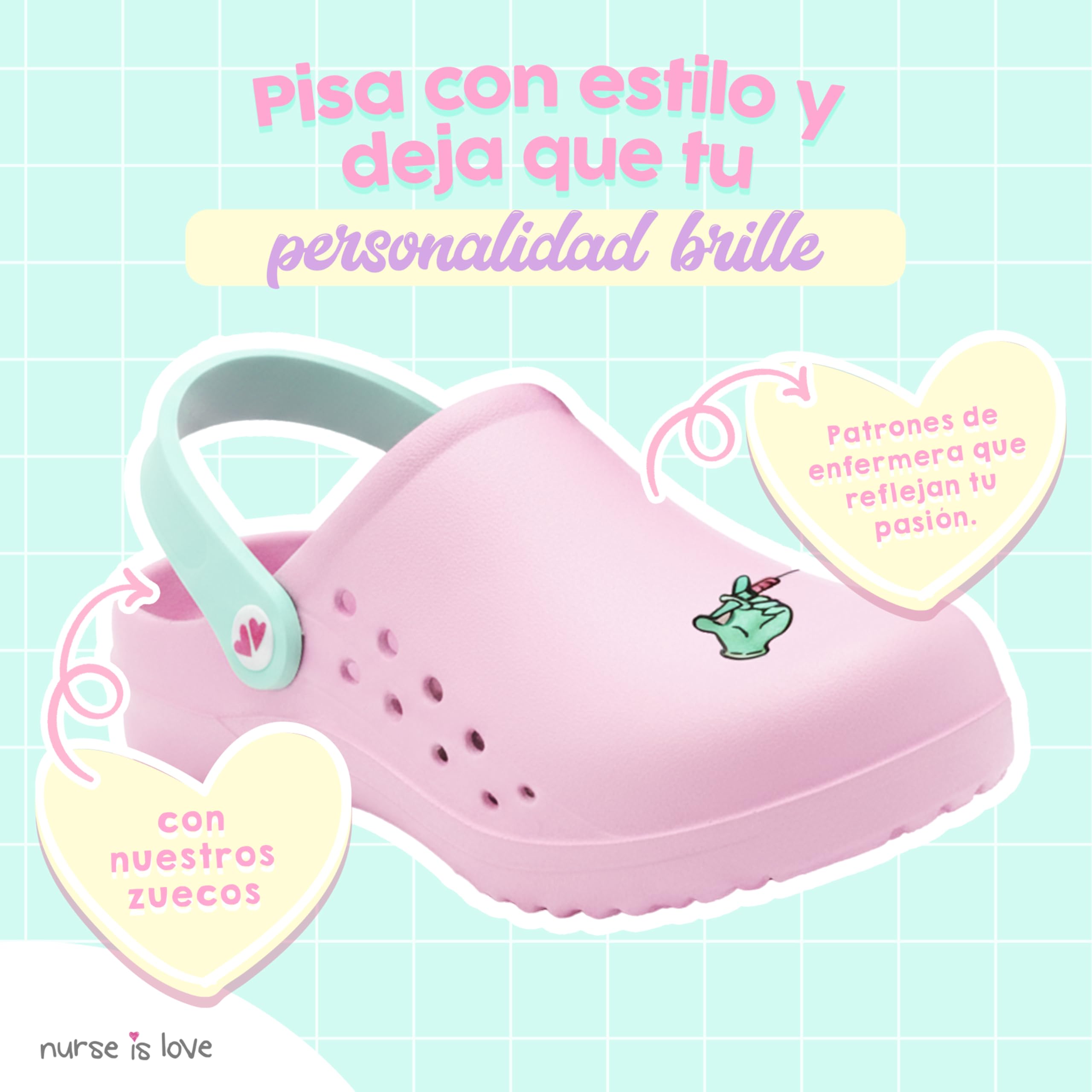 Nurse is Love Zuecos Mujer - Zuecos EVA Ligeros, Zapatos de Mujer Cómodos | Regalos para Ella | Accesorios & Vet - FR