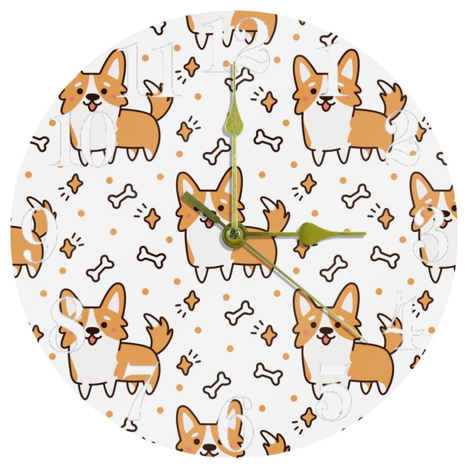 Horloge école Corgi sans tic-tac ronde et silencieuse pour éliminer la déconcentration