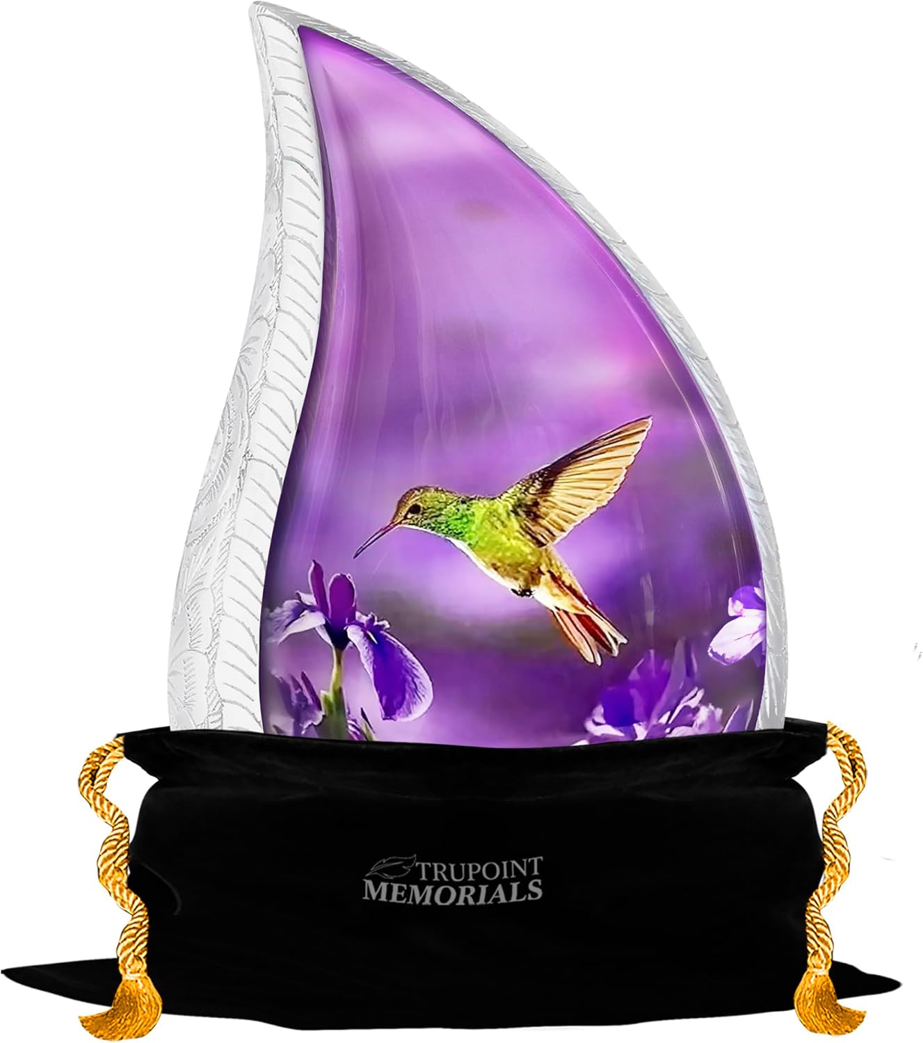 Trupoint Memorials Cremation Urns for Human Ashes Adult Female, Decorative Burial Urn for Men & Women – Large, Purple Hummingbird Teardrop - Image 9