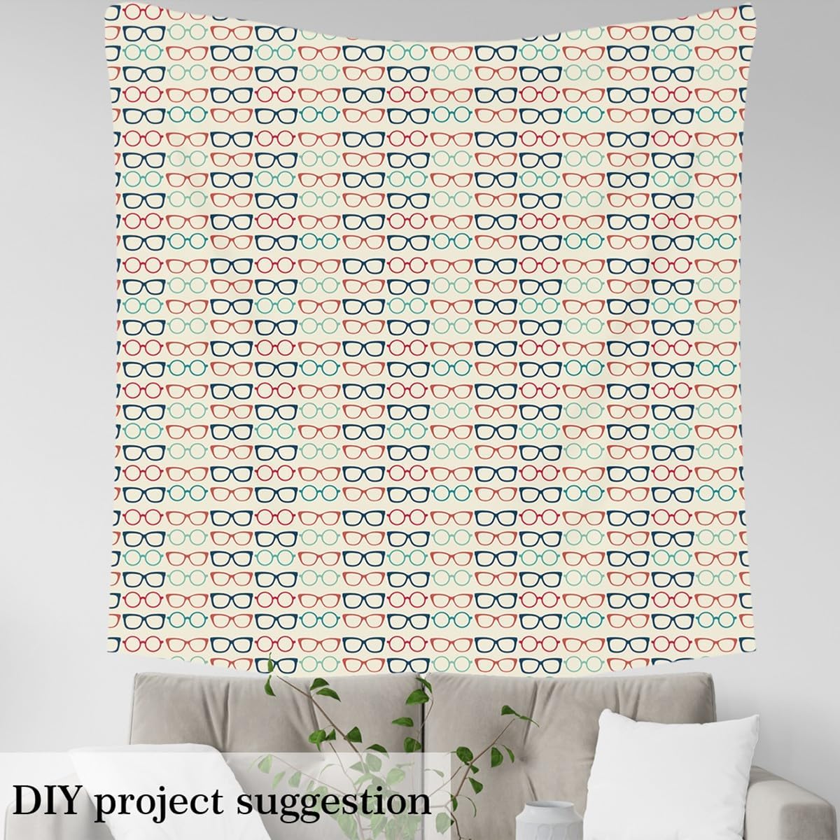 Feelyou Vintage Eyeglasses Upholstery Fabric,Retro Glasses Fabric By The Yard, Glasses Pattern Decorative for Upholstery and Home DIY Projects, Motorcycle Sketch, 3 Yards,
