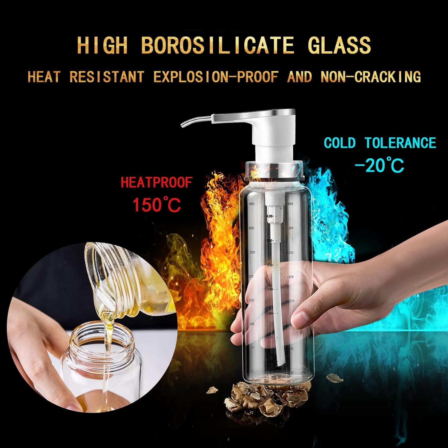 Doe-het-zelf glazen zeepdispenser met roestvrijstalen pomp - 500 ml - Exclusief