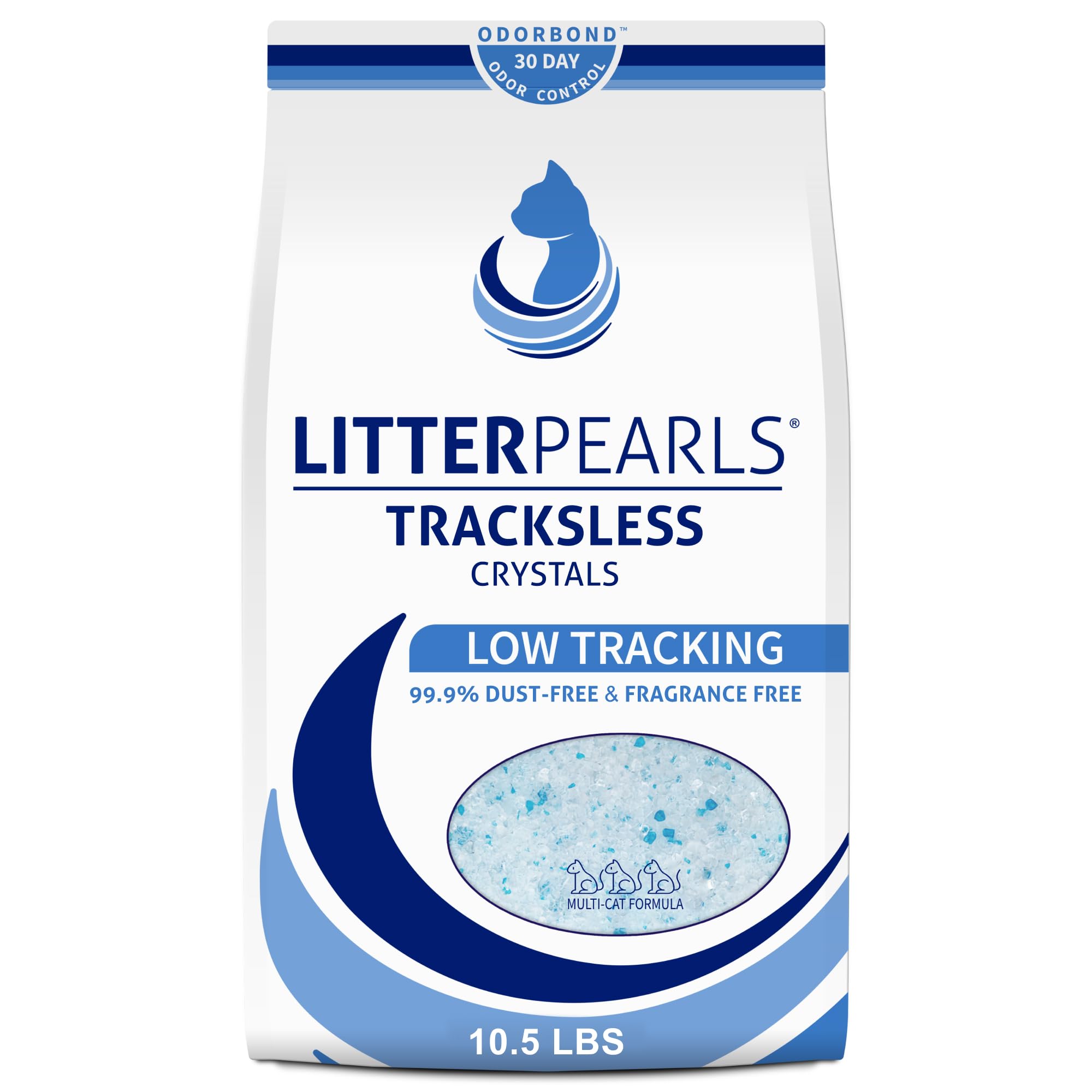 Litter Pearls Tracksless Unscented Non-Clumping Crystal Cat Litter with Odorbond, 10.5 Pounds