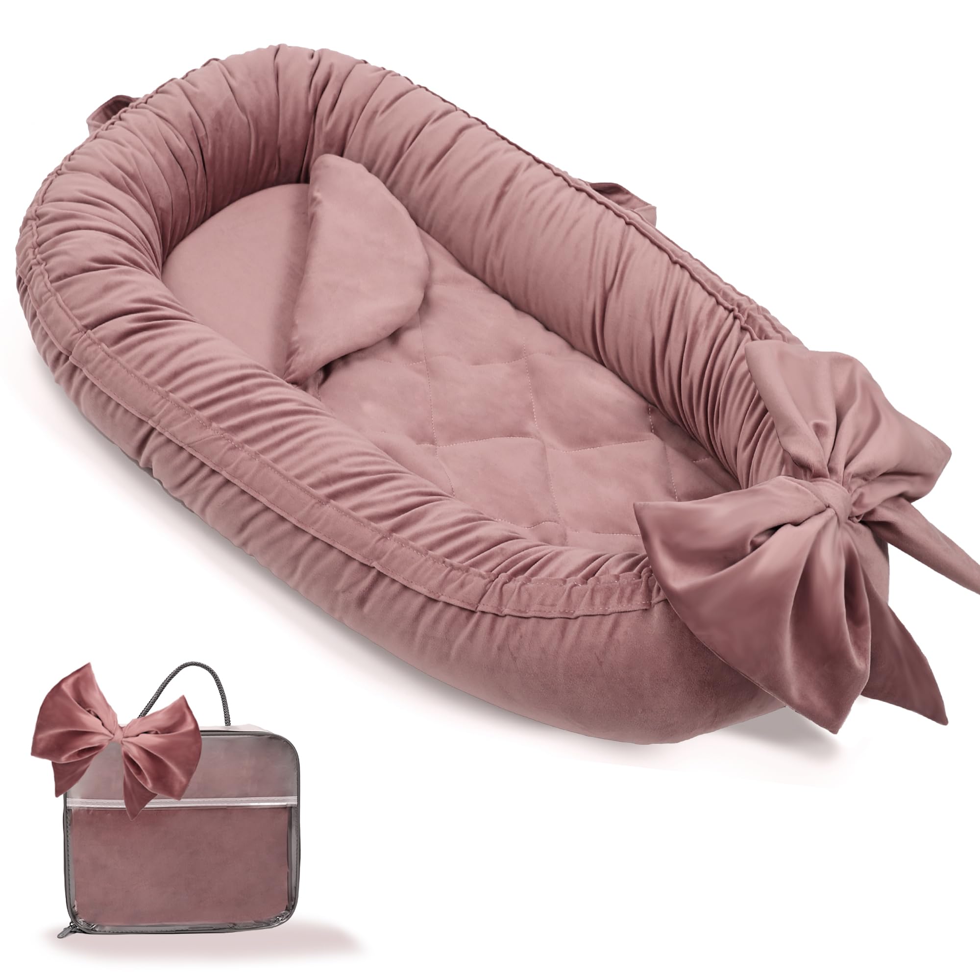 EAQ Babynest Nestchen Baby Weiches Atmungsaktives baby bett für Neugeborene Geschenk 100% Baumwolle Baby Erstausstattung Neugeborene