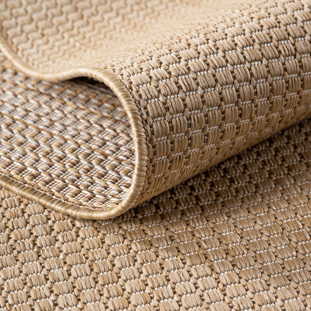 Tapis XL Intérieur Extérieur Aspect Jute Tissé Plat, Résistant et Facile d'Entretien, pour Salon, Chambre, Salle à Manger, Terrasse, Balcon et Jardin, Style Naturel et Moderne (Beige , 240x340 cm)
