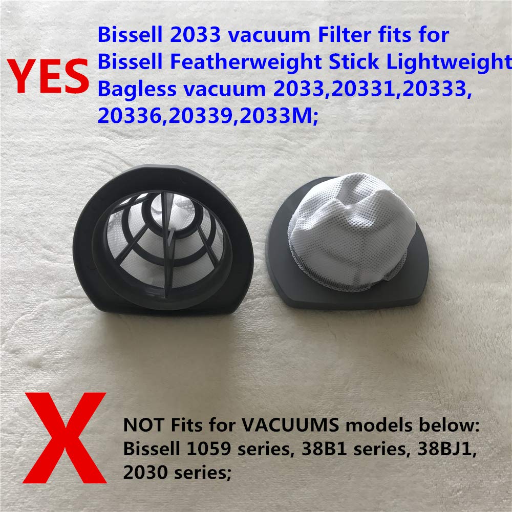 KLEAN AIR 2033 Filter Compatible with Bissell 2033 vacuum Filter Assembly fits for Bissell Featherweight Stick Lightweight Bagless Vac 20331,20333,20336,20339,2033M Series #1611508-2033 Pack 4PCS